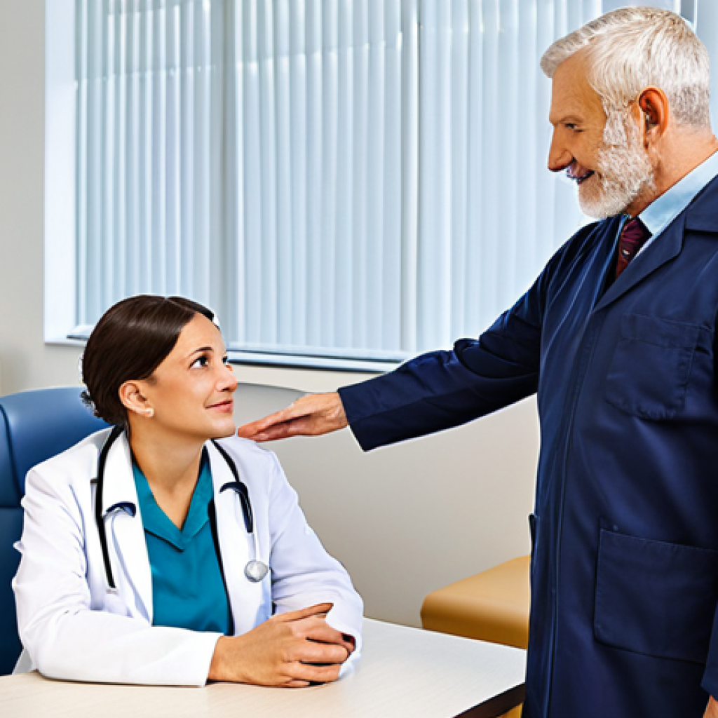 Doctor-Patient Interaction**

A caring general practitioner, fully clothed in professional attire, actively listening to a senior patient in a bright, modern doctor's office. The doctor is making eye contact and nodding empathetically. Safe for work, appropriate content, perfect anatomy, natural proportions, professional, modest clothing, family-friendly. Focus on the connection and trust between them.

**